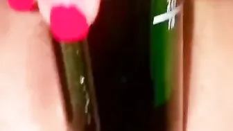 Leaking Cunt Plays with Water Glass