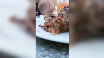 Caught Having Fun with my Boobies into Outside but I didnt Stop Showing off my Rough Nipples into Restaurant