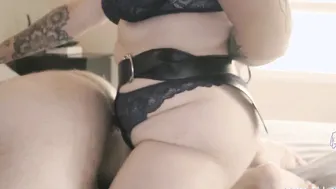Cutie Fiance with Tattoo Pegging is Hubby and you is Curvy Bi Butt with Jizzed - Doubly Dirty