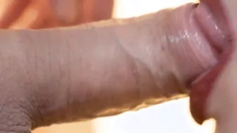 4K Amazing close-up bj with cum into mouth
