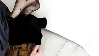 Romantic Shoes Sniffing with Toes Having Fun on his Bj