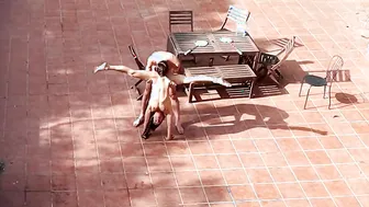 Lovers Having Fun and Fucking inside the Courtyard outdoor