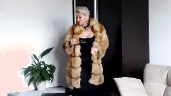Hot babe Russian mom bimbo into a fur coat and