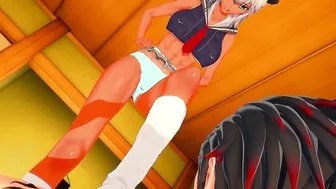 MINOTAUR CHAN LOVES TOEJOB AND JERKS OFF a COCK WITH HIS GIGANTIC FOOT : 3D Anime