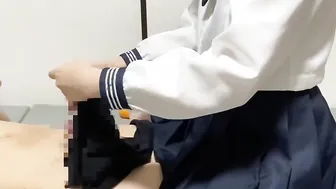 【個人撮影】ぎこちないパンスト足コキ責めで射精【女子大生】