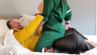 Farmers Wifey Ridning Hubbys Penis inside Rainwear