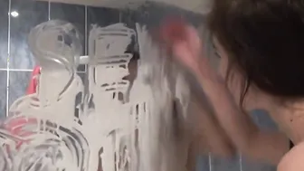 Skinny eighteen masturbates using a wine glass