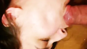 The bitch blows nuts and cock