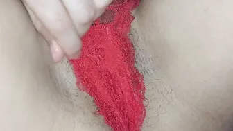 Having Fun with my Stepsister on her Bed Tasty her Snatch with her Red Panty