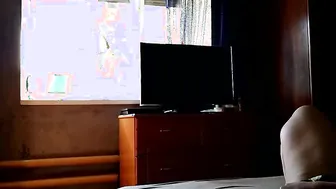 Cougar fucks herself for window cleaner
