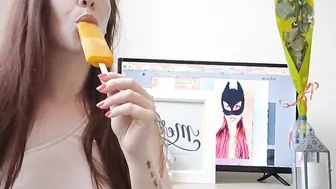 Think porn video – Bimbo blowing on an icepop