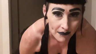 Creepy Alternative Girl Crawls out of the Closet and Masturbates on the Floor while Oiled up