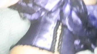 Bombshell Young Masked Orgasmic mom into Purple Corset Sexsual Bj and Doggy