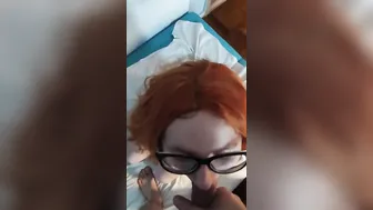 Red Head Geeks with Glasses Helped Stepbrother Cum on her Face
