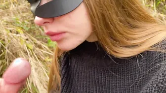 Lusty Lover Slobbering Oral Sex inside the Woods and Jizzed on Boobs