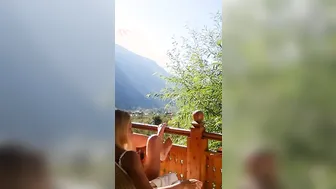 Beautiful Morning for Skinny Blonde into the Swiss Alps