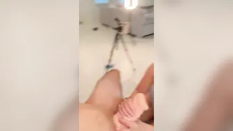 Step Sis Caught me Jerking off  Surprised she Spits on it and Starts to help 