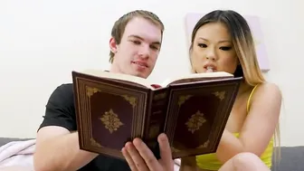 Small oriental Teenie Ride on a Big Penis