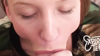 Deep throating 19 yo blows an 8 inch dick
