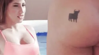 Gets blown into the pool under water