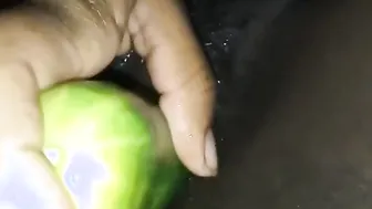 Black Thot 18 Yo self Pleasure Deep Fucking Gigantic Cucumber Sex Toy Penis