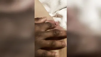 Close up Twat Eating Finger Plowed Small White Slim Beauty Sloppy Clitoris Licking Interracial