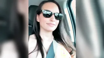 Adorable Milf Flashes her Crazy Sexy Hooters while Driving inside Dressing Room and at Restaurant