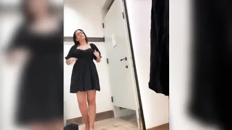 Adorable Milf Flashes her Crazy Sexy Hooters while Driving inside Dressing Room and at Restaurant