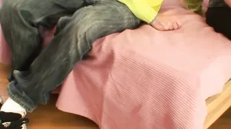 Chubby older fatty riding young strangers penis