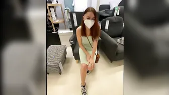 Outdoors flashing and orgasm into the shop dildo control