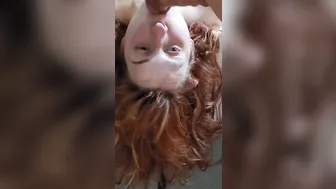 Red Head Getting her Throat Fuck while Upside down