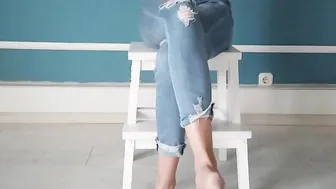 Toes play of a young bimbos