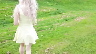 Slutty Blonde 19 Yo Riding a Penis into Crowded Outdoors Park