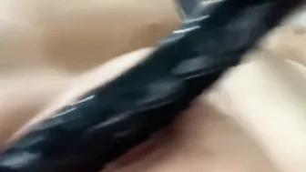 Chubby mom uses 9.5in Toy and Dildo