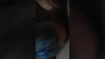 Oral Sex from Blue Haired Lover Cum on Face