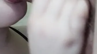 Close up slobbering head from Mary deeply cum on he
