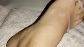 Tiny Soft Hispanic Toes Glazed with Cum two