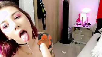 Hot gigantic tit Cutie loves to gag and drool on