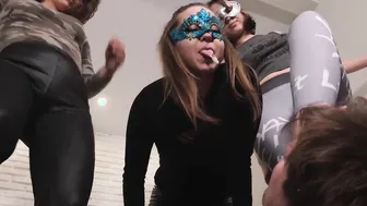 The Girls and I Spit into the Losers Face we make them Lick our Sweatysmelly Toes