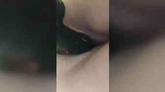 Tight little Cunt Spread by a Gigantic Ebony Toy