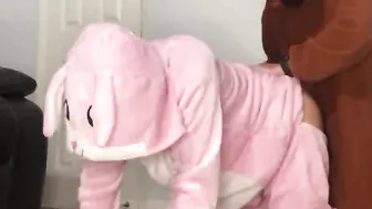 Bunny Onesie Spanked and Pounded by Bear