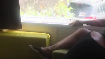 Ex-Wife giving risky bj into front of window into a