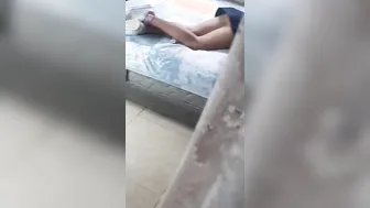 pervert stepfather watches his Beauty step daughter