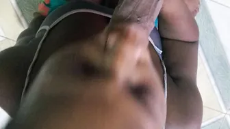 Chocolate African Thot from the Block she Stuffing Penis down her Throat again