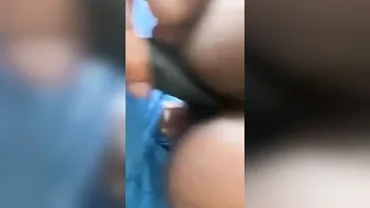 Lesbo take Strap inside Vibrator inside her Booty at the same Time
