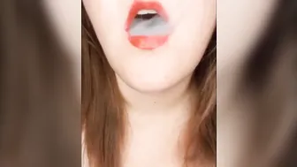 Chubby Evelyn Vanderbilt Smokes Cigarette Having Fun with Titted