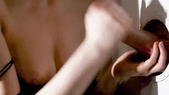 Gloryhole mom Crazy Hot Hand Job he Cum on her Boobs  Knock Knock Knockin on Heavens Door
