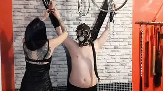 Having Fun with slaves inside a gas mask