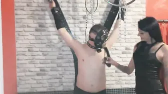 Having Fun with slaves inside a gas mask