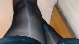 Shiny stockings ASMR and high heels
